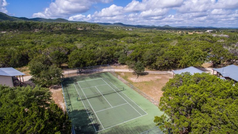 aerial view of tennis courts