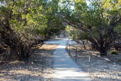 Pathway walking downhill from cabins to the main area.